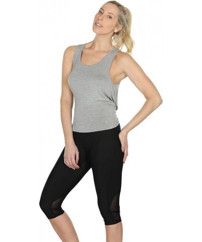 Tie Back Yoga Tops for Women, Lightweight Workout Athletic Tanks, Breathable Gym Shirts Grey $11.95 Activewear