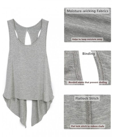 Tie Back Yoga Tops for Women, Lightweight Workout Athletic Tanks, Breathable Gym Shirts Grey $11.95 Activewear