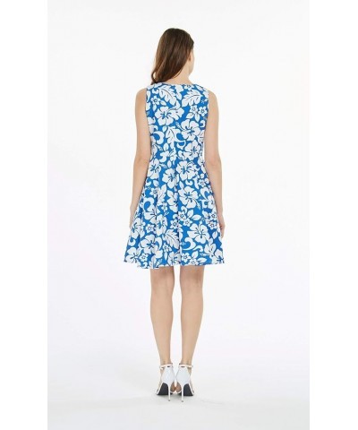 Women's Vintage Fit and Flare Dress in Classic Hibiscus Red Vintage Classic Hibiscus, Blue $29.00 Dresses