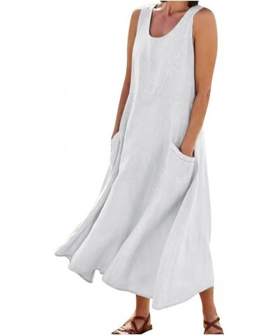 Dresses for Women 2024 Maxi Dress for Women Spring Summer Boho Casual Loose Fashion Sleeveless Dress for Holiday 01-white $12...