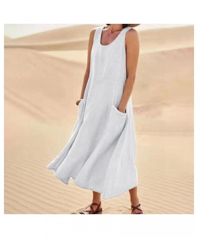 Dresses for Women 2024 Maxi Dress for Women Spring Summer Boho Casual Loose Fashion Sleeveless Dress for Holiday 01-white $12...