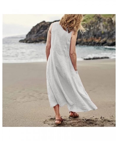 Dresses for Women 2024 Maxi Dress for Women Spring Summer Boho Casual Loose Fashion Sleeveless Dress for Holiday 01-white $12...