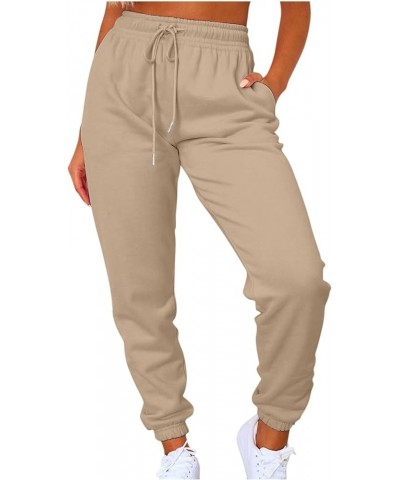 Pants for Women 2023 High Waisted Cinch Bottom Baggy Sweatpants Fall Y2K Trendy Lounge Athletic Joggers with Pocket 2-khaki $...