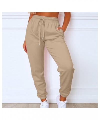 Pants for Women 2023 High Waisted Cinch Bottom Baggy Sweatpants Fall Y2K Trendy Lounge Athletic Joggers with Pocket 2-khaki $...