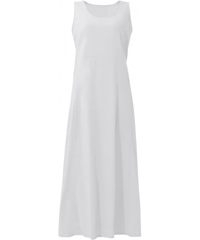 Dresses for Women 2024 Maxi Dress for Women Spring Summer Boho Casual Loose Fashion Sleeveless Dress for Holiday 01-white $12...