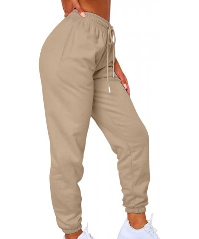 Pants for Women 2023 High Waisted Cinch Bottom Baggy Sweatpants Fall Y2K Trendy Lounge Athletic Joggers with Pocket 2-khaki $...