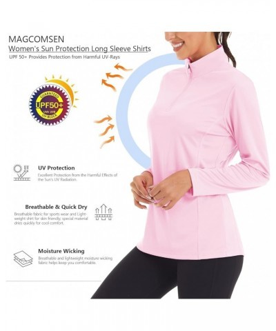 Women's Shirts Long Sleeve 1/4 Zip UPF50+ UV Sun Protection Quick Dry Workout Hiking Athletic Shirts Rash Guard Pink $11.99 S...