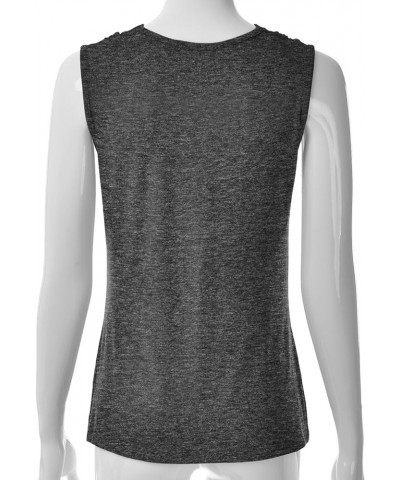 Women's Cowl Neck Ruched Draped Sleeveless Stretchy Blouse Tank Top (S-3X) Ett002_charcoal $12.38 Tanks