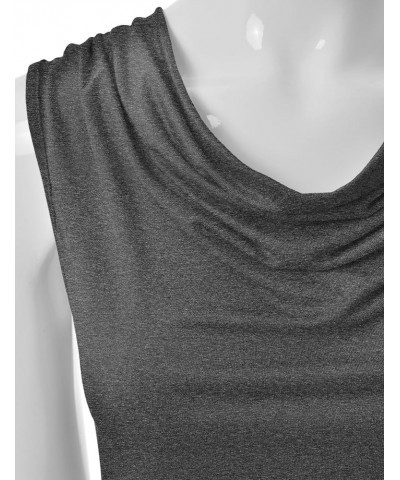 Women's Cowl Neck Ruched Draped Sleeveless Stretchy Blouse Tank Top (S-3X) Ett002_charcoal $12.38 Tanks