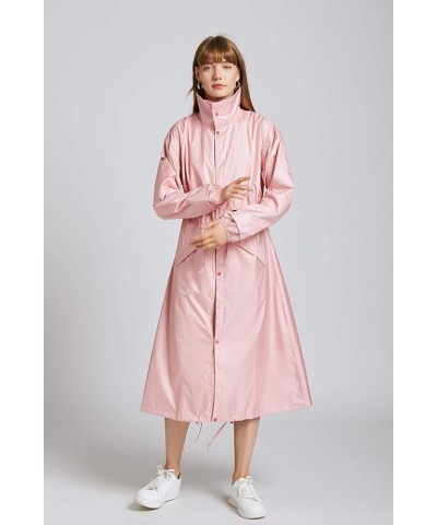 Women's Stylish Long Raincoat with Hood and Multi Color Pattern Upgrade - Pink $19.19 Coats