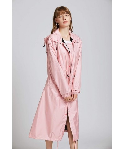 Women's Stylish Long Raincoat with Hood and Multi Color Pattern Upgrade - Pink $19.19 Coats