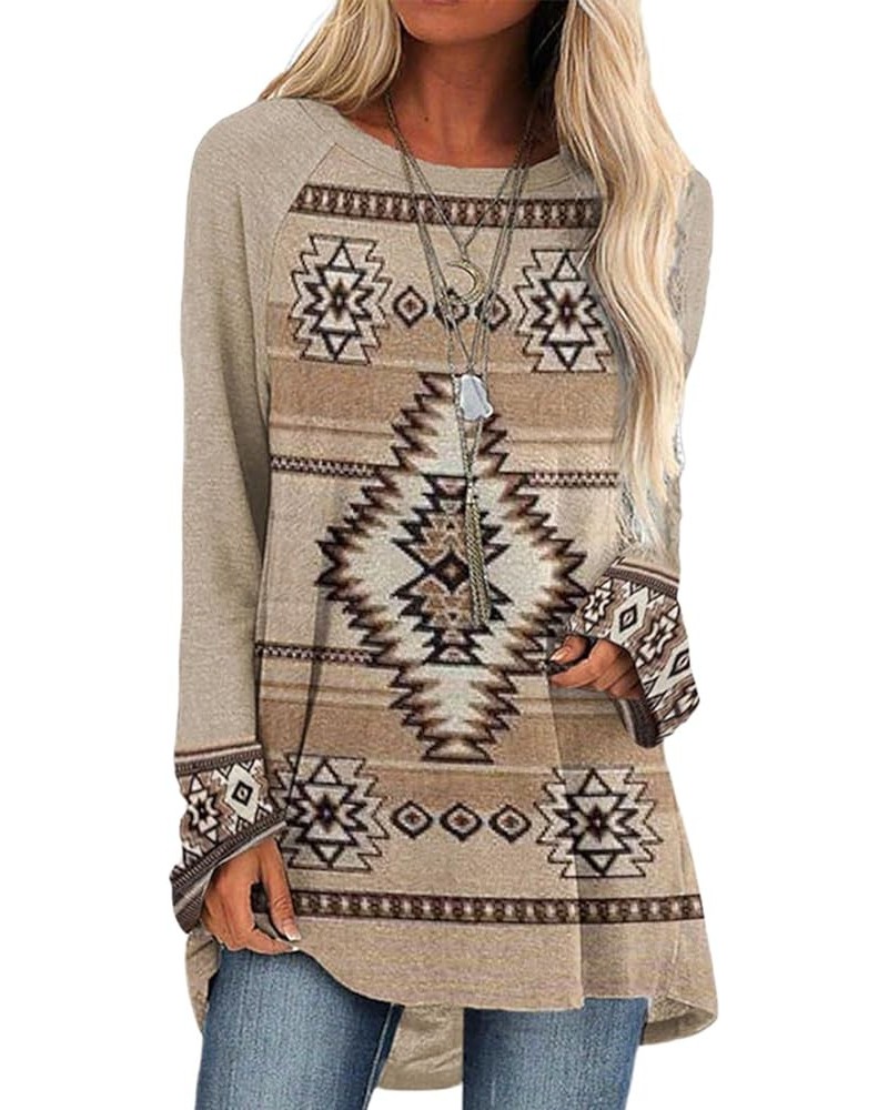 Womens Aztec Print Sweatshirt Casual Long Sleeve Crewneck Oversized Novelty Printed Western Style Pullover Women Aztec Print ...