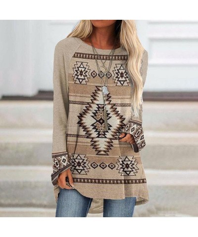 Womens Aztec Print Sweatshirt Casual Long Sleeve Crewneck Oversized Novelty Printed Western Style Pullover Women Aztec Print ...