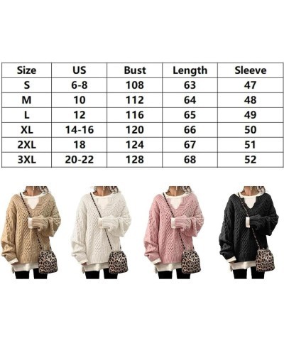 Slouchy Cable Knit Sweater Women Fall Fashion V-Neck,Sleeve Loose Cable Knit Sweater Pullover Large G $20.29 Sweaters