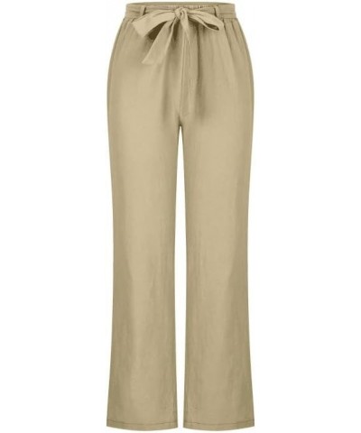 Wide Leg Pants for Women High Waisted Stretch Casual Pants Baggy Stretchy Comfy Trousers with Pockets Khaki $6.22 Pants