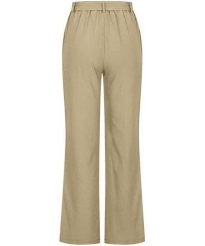 Wide Leg Pants for Women High Waisted Stretch Casual Pants Baggy Stretchy Comfy Trousers with Pockets Khaki $6.22 Pants