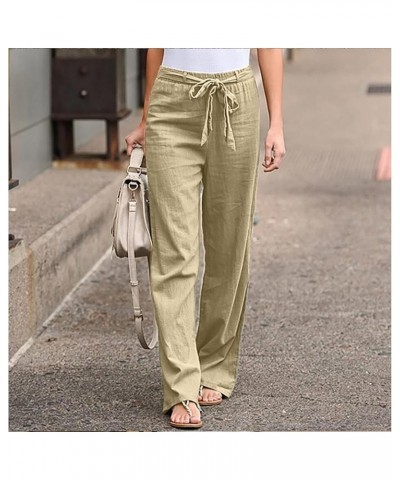 Wide Leg Pants for Women High Waisted Stretch Casual Pants Baggy Stretchy Comfy Trousers with Pockets Khaki $6.22 Pants