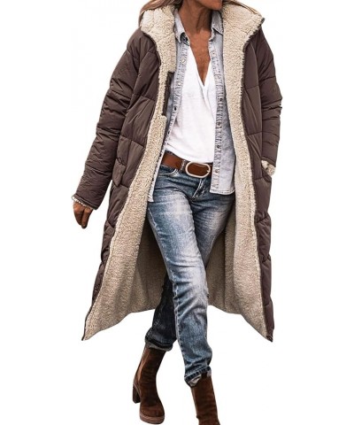 Women's Fleece Hoodie Long Coat 2023 Fashion Casual Zip Up Jacket With Pockets Winter Reversible Warm Outerwear A3-coffee $27...