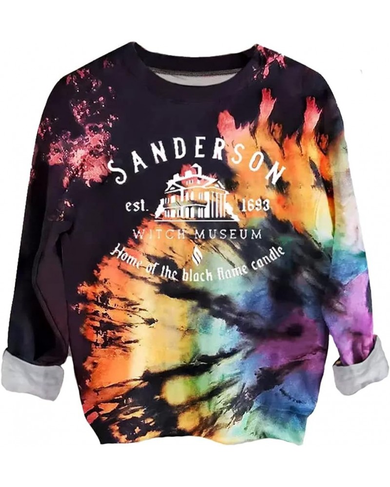 Halloween Sweatshirt for Women Sanderson Witch Museum Graphics Shirts Tops Reverse Tie Dye Rainbow Sweatshirt Rainbow $14.69 ...