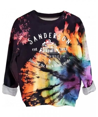 Halloween Sweatshirt for Women Sanderson Witch Museum Graphics Shirts Tops Reverse Tie Dye Rainbow Sweatshirt Rainbow $14.69 ...