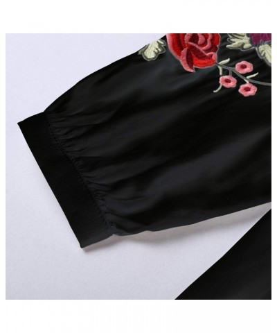 Women's Embroidered Tops Mexican Shirt V Neck Summer Casual Tops Peasant Tunic Loose Blouse 059-black $24.20 Blouses