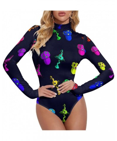 Women's Mock Turtle Neck Long Sleeve Bodysuit Tops Sexy T-Shirt Leotard Jumpsuit Pattern (386) $17.27 Bodysuits