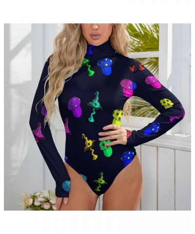 Women's Mock Turtle Neck Long Sleeve Bodysuit Tops Sexy T-Shirt Leotard Jumpsuit Pattern (386) $17.27 Bodysuits