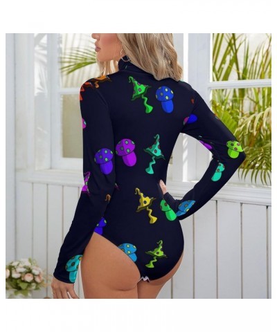 Women's Mock Turtle Neck Long Sleeve Bodysuit Tops Sexy T-Shirt Leotard Jumpsuit Pattern (386) $17.27 Bodysuits