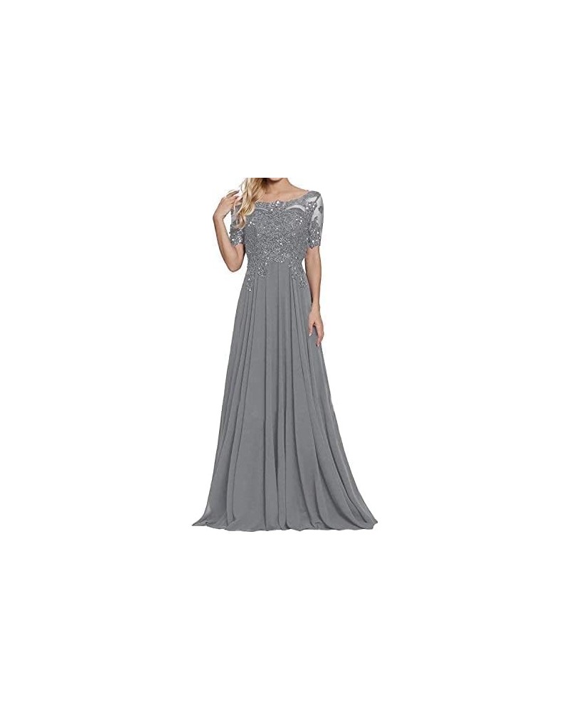 Messy lace appliqué Long Formal Gown, 2023 New Plus Size Dress with Sleeves Grey $49.29 Dresses