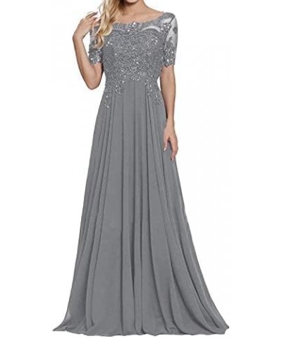 Messy lace appliqué Long Formal Gown, 2023 New Plus Size Dress with Sleeves Grey $49.29 Dresses