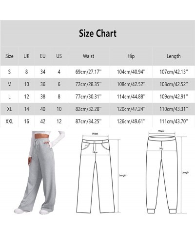 Women's Causal Drawstring High Waist Baggy Straight Leg Joggers Sweatpants with Pockets Workout Comfy Lounge Pants X-01 Silve...