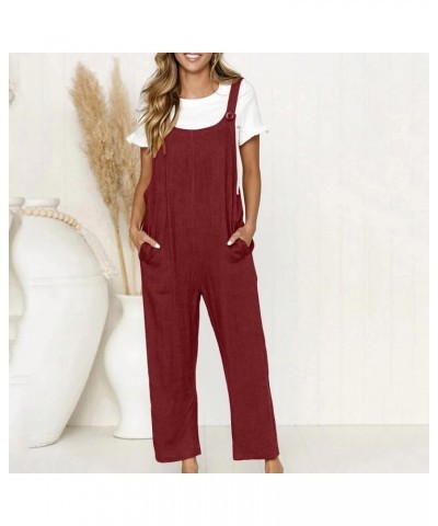 My Orders Pink Jumpsuits for Women Summer Dressy Romper Loose Fit Overalls Plus Size Linen One Piece Jumpsuits with Pocket Te...