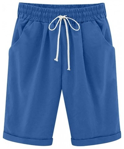 Bermuda Shorts for Women Long Cotton Casual Summer Knee Length Pull On Lounge Walking Exercise Shorts X01-dark Blue $7.79 Act...