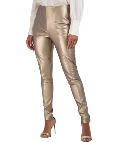 Women's Metallic Faux Fur Leather Pants Bronze $27.68 Leggings