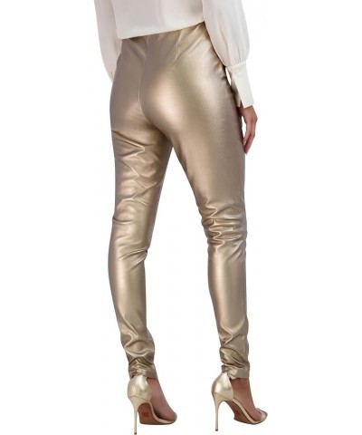 Women's Metallic Faux Fur Leather Pants Bronze $27.68 Leggings