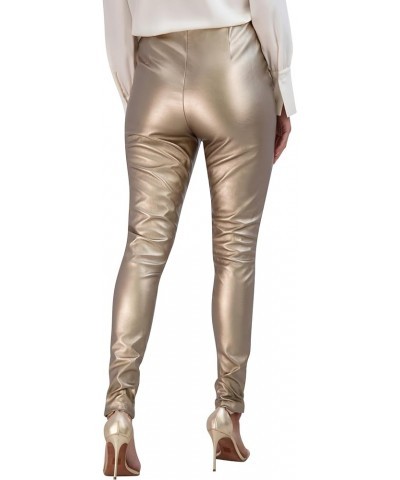 Women's Metallic Faux Fur Leather Pants Bronze $27.68 Leggings