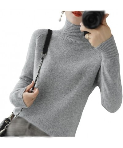 Women's Solid Turtleneck Cashmere Knit Sweater, Cream Turtleneck Sweater, Christmas Sweaters for Women Grey $12.49 Sweaters