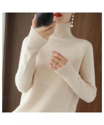 Women's Solid Turtleneck Cashmere Knit Sweater, Cream Turtleneck Sweater, Christmas Sweaters for Women Grey $12.49 Sweaters