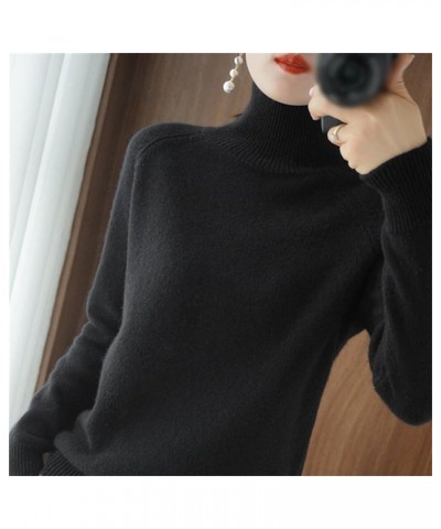 Women's Solid Turtleneck Cashmere Knit Sweater, Cream Turtleneck Sweater, Christmas Sweaters for Women Grey $12.49 Sweaters