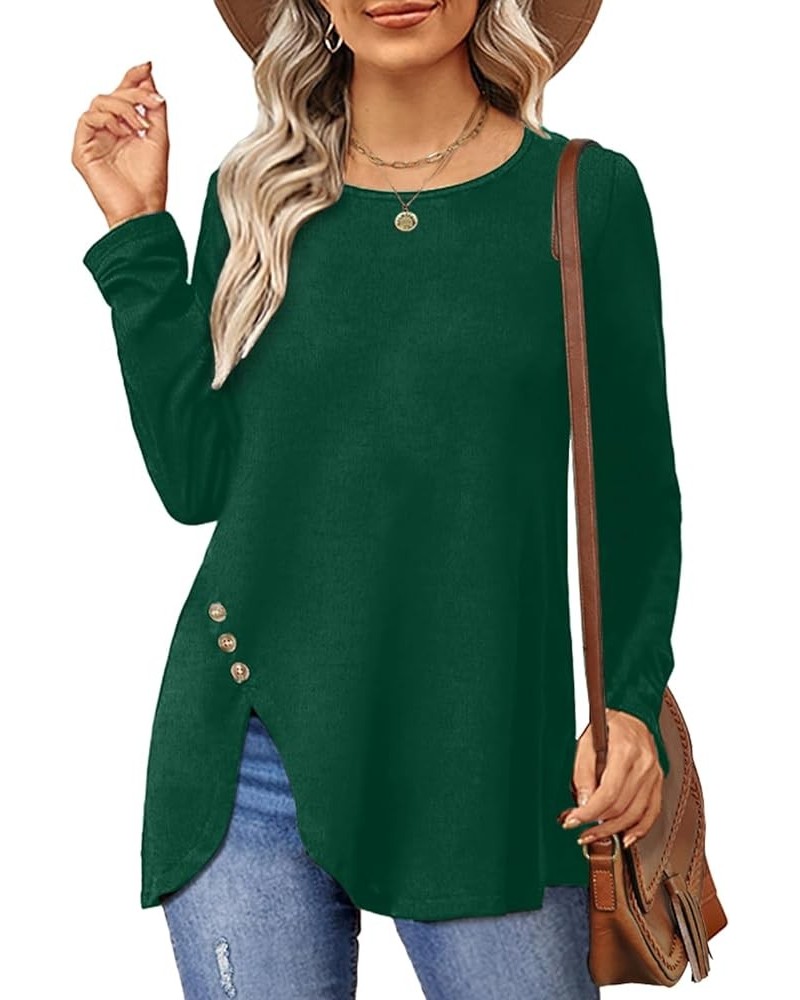 Shirts for Women Long Sleeve Workout Shirts for Women Irregular Hem 05-dark Green $10.19 Tops