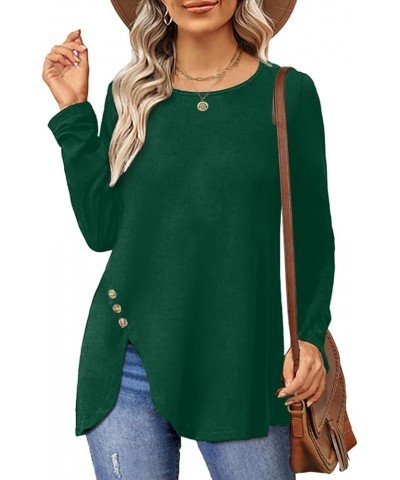 Shirts for Women Long Sleeve Workout Shirts for Women Irregular Hem 05-dark Green $10.19 Tops