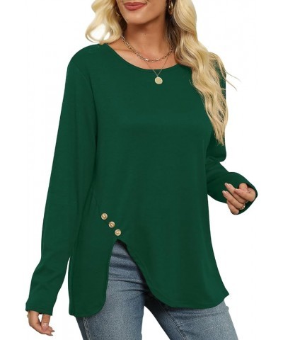 Shirts for Women Long Sleeve Workout Shirts for Women Irregular Hem 05-dark Green $10.19 Tops