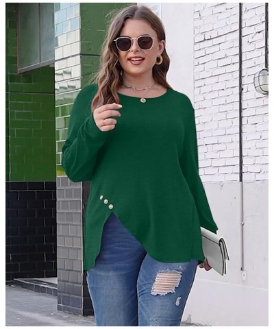 Shirts for Women Long Sleeve Workout Shirts for Women Irregular Hem 05-dark Green $10.19 Tops