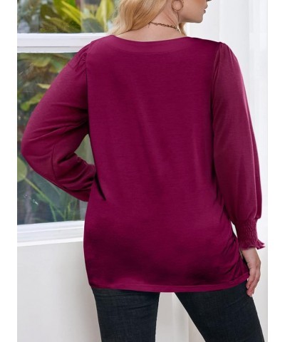 Womens Plus Size Tops Casual Summer Square Neck Puff Sleeve Loose Fit Tee Shirts(1X-5X) 1 Purple $14.74 T-Shirts