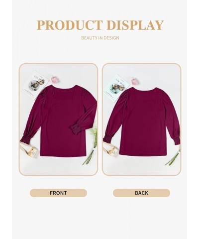 Womens Plus Size Tops Casual Summer Square Neck Puff Sleeve Loose Fit Tee Shirts(1X-5X) 1 Purple $14.74 T-Shirts