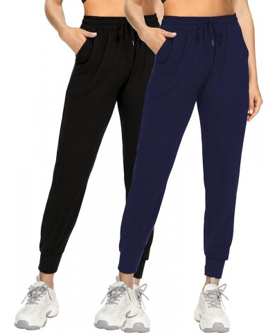 Sweatpants for Women-Womens Joggers with Pockets Lounge Pants for Yoga Workout Running 2 Pack Back,navy Blue $15.36 Activewear