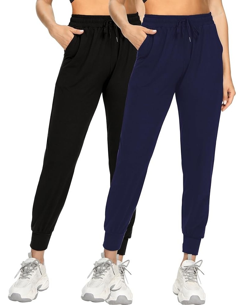 Sweatpants for Women-Womens Joggers with Pockets Lounge Pants for Yoga Workout Running 2 Pack Back,navy Blue $15.36 Activewear