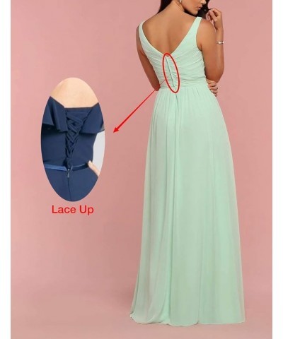 Women's Double V Neck Bridesmaid Dress High Slit Chiffon Maid of Honor Dress for Wedding Grass Green $35.62 Dresses