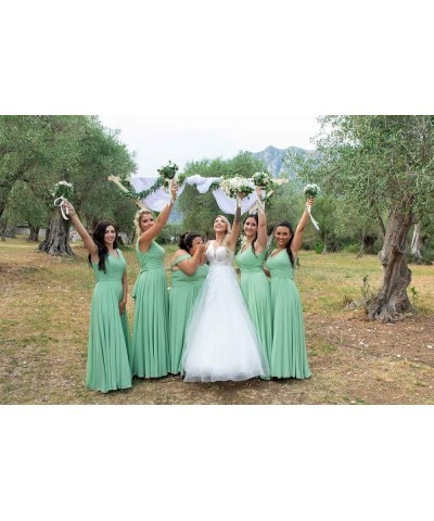 Women's Double V Neck Bridesmaid Dress High Slit Chiffon Maid of Honor Dress for Wedding Grass Green $35.62 Dresses