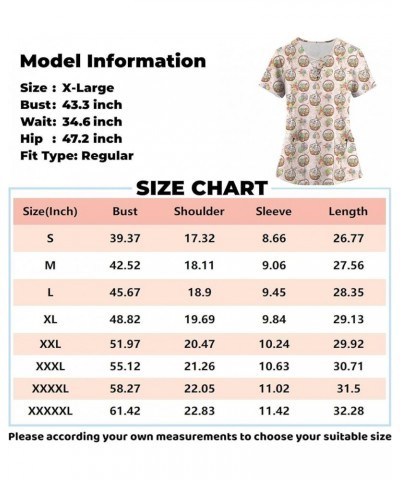 Short Sleeve Tops Women's Shirt Easter Printed Blouse Trendy Tunic V-Neck Pocket Loose Tee Trendy Shirt 5-yellow $10.55 T-Shirts